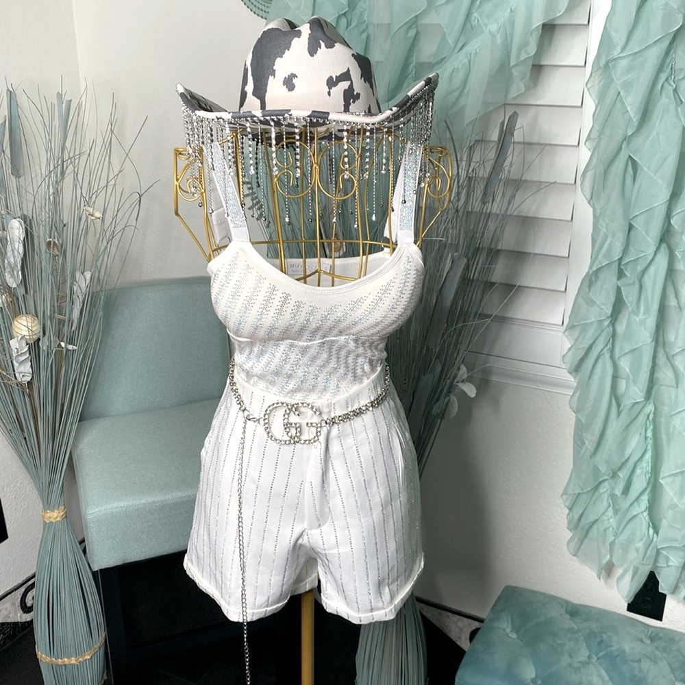 Women’s Sparkly Sequined 2 piece Short  Set